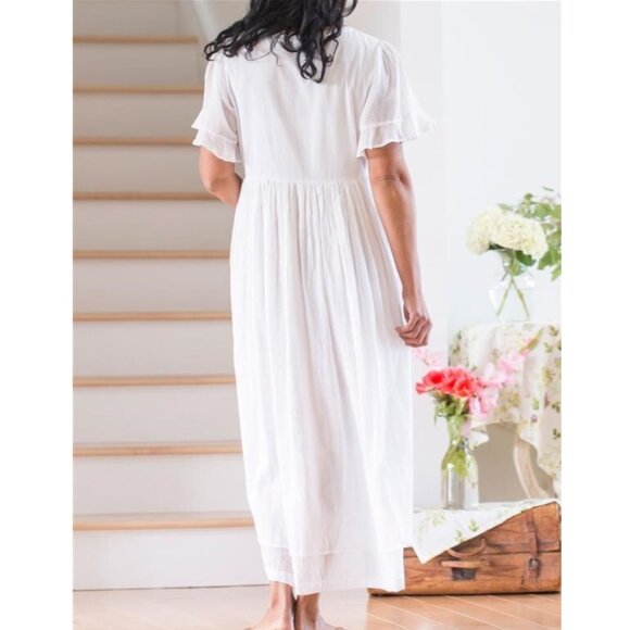 April Cornell Bronte Nighty Nightgown Like New Size XS Cotton Pajamas White - Picture 3 of 13